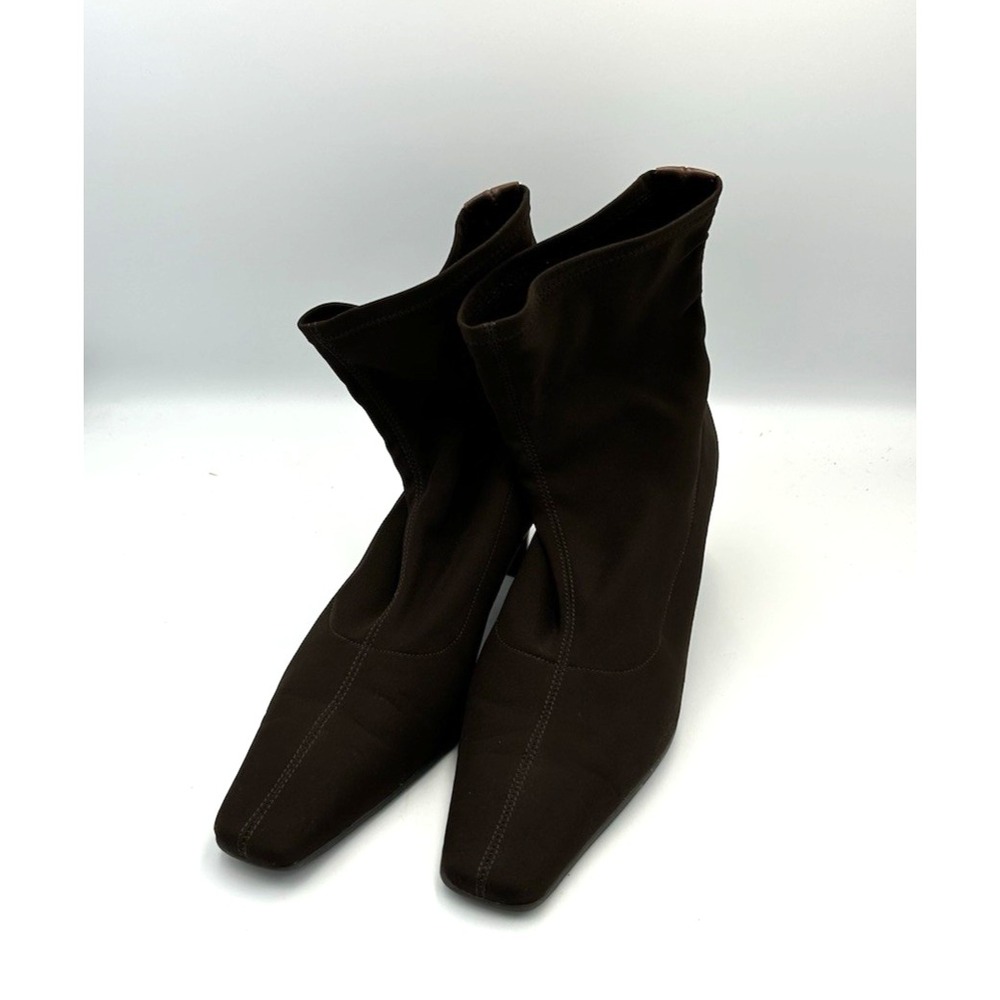 Circa Joan And David Sock Boots Sz 9M Chocolate Brown Kitten Heels Square Toe